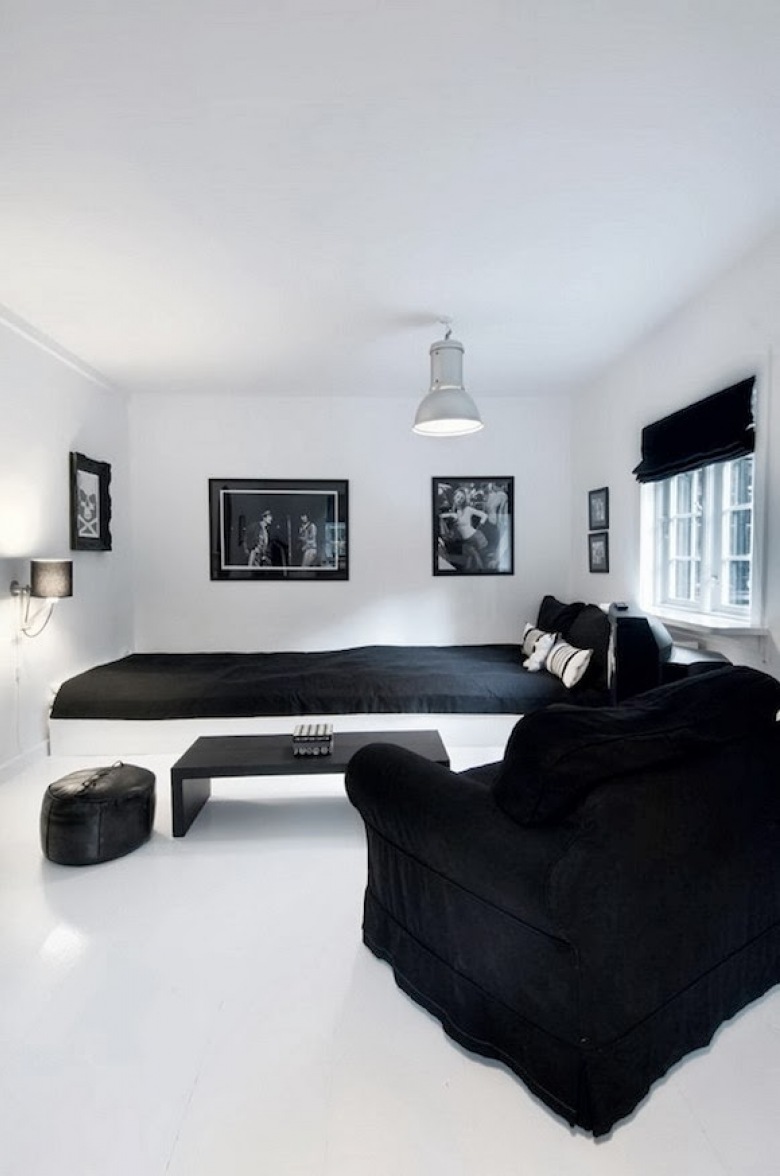 Biało-czarna sypialnia w stylu  glamour (21045)