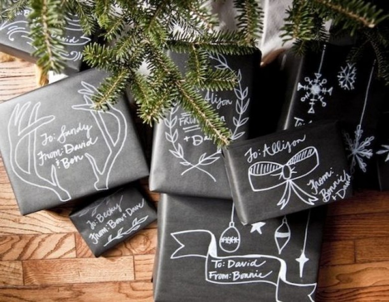 Szkolne wzory tablicowe na opakowaniach świątecznych prezentów (20093)