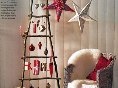 Drewniana drabina w świątecznej dekoracji (19833)