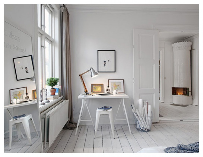 Jak urządzić miejsce do pracy w białym kolorze w stylu skandynawskim ? (26146)
