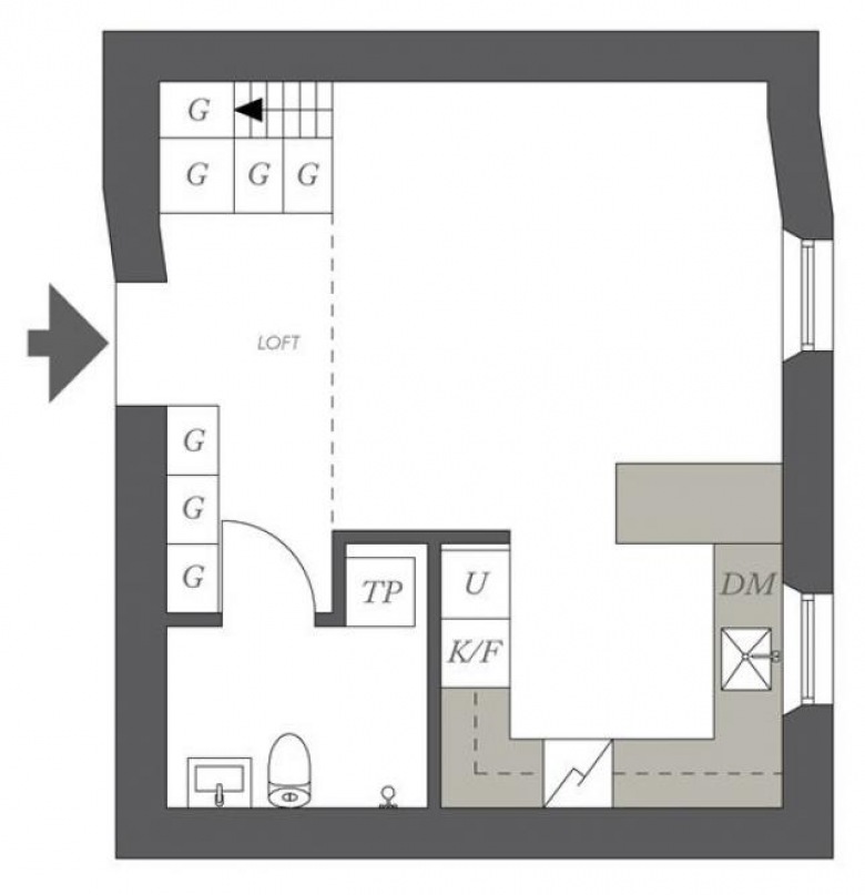 Jak rozplanować   32 m2 mieszkania  ? (19485)