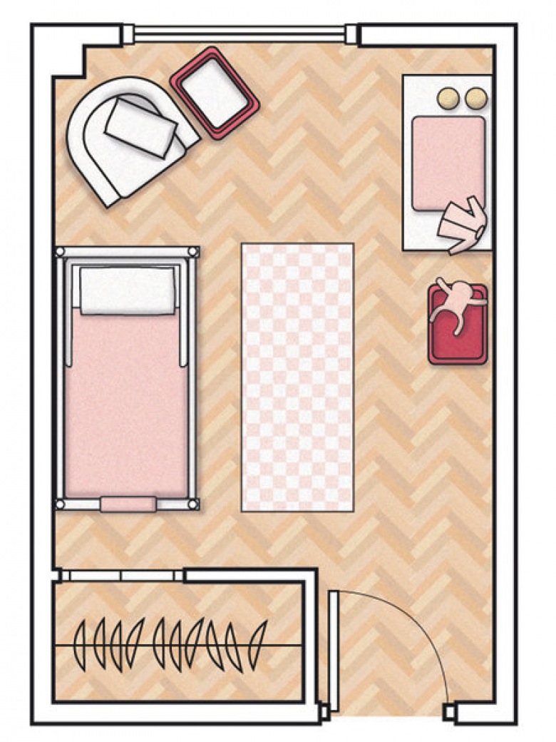 Plan rozmieszczenia mebli w małym pokoju dla dziecka (22116)