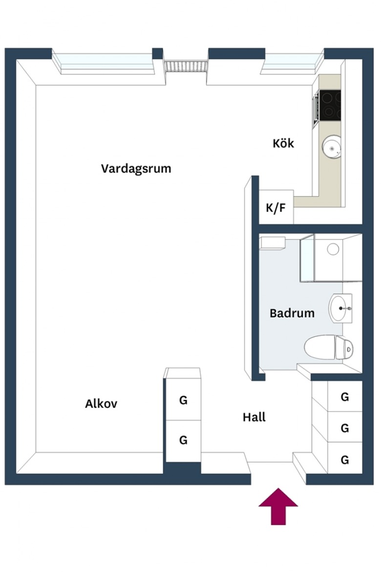 Plan małego mieszkania o powierzchni 31 m2 (23544)