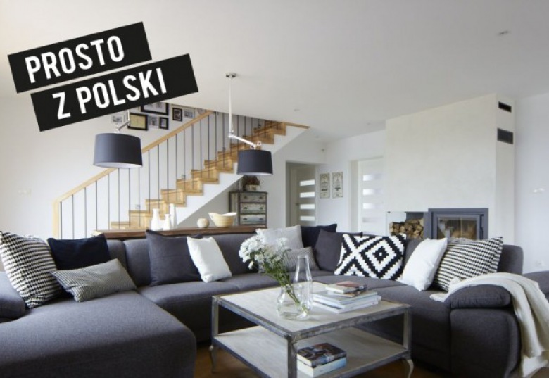 Wspaniała polska aranżacja domu w szarości i drewnie, z ogromną przestrzenią i pokojem kąpielowym! :) (39001)