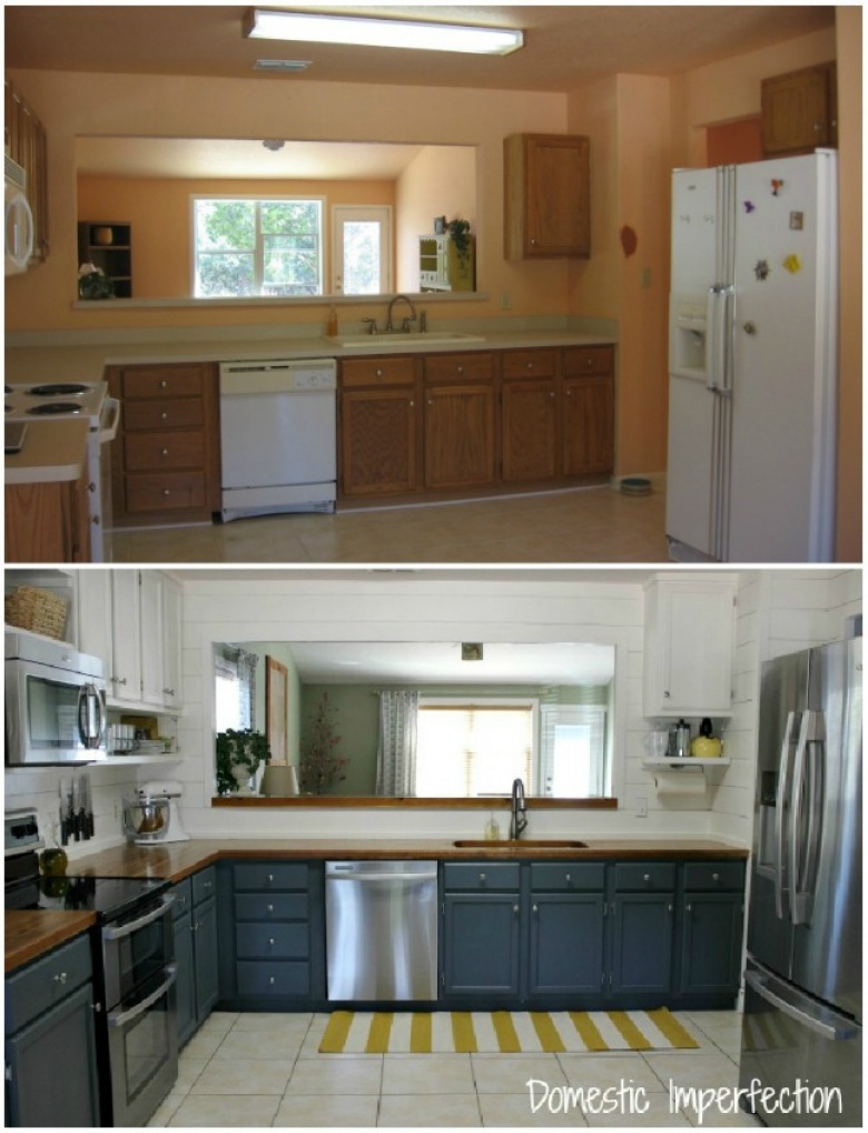Before & after kuchni, czyli przyjemna metamorfoza przestronnego wnętrza na bazie kontrastu kolorystycznego z ciekawymi detalami ()