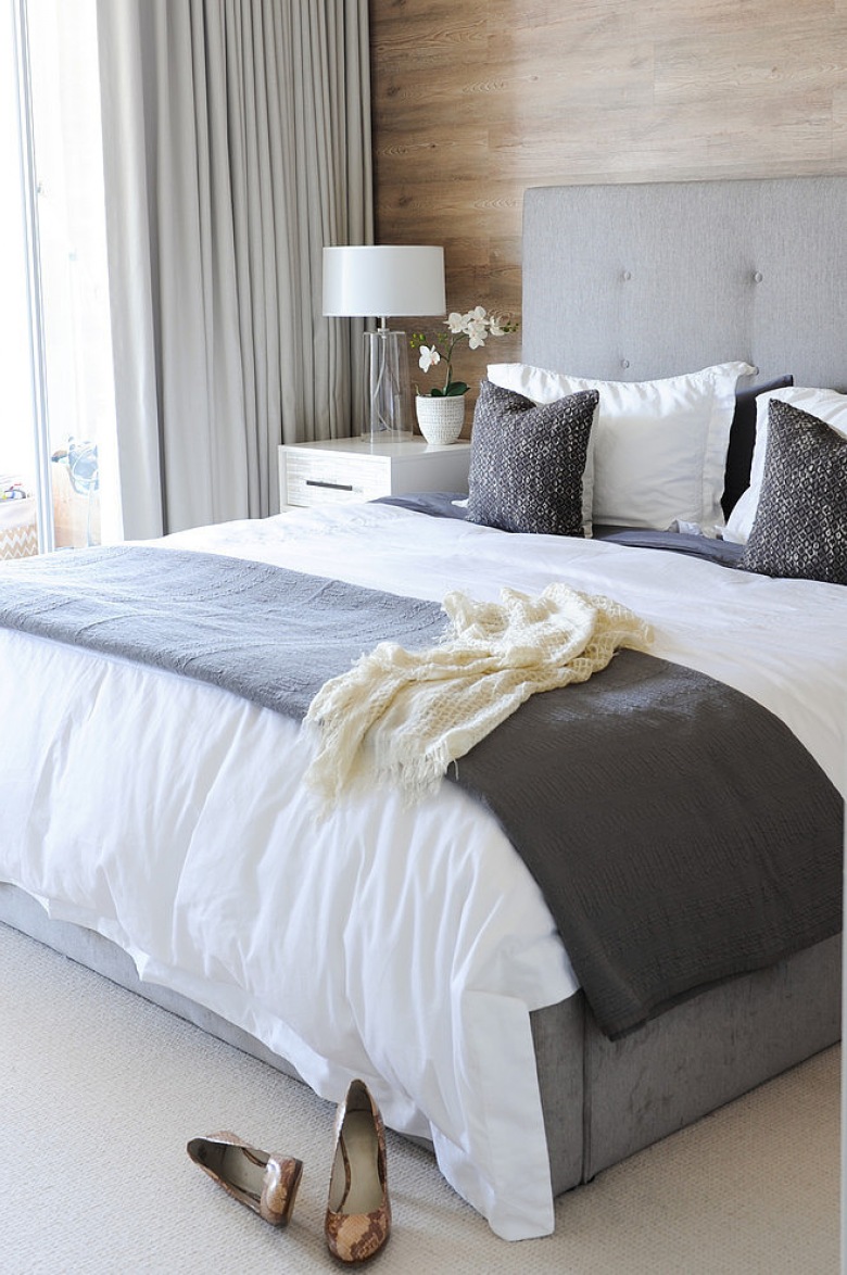 Biało-szara aranżacja sypialni w nowoczesnym stylu (23503)