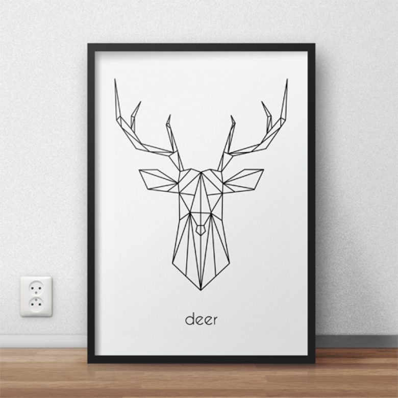 Plakat z geometrycznym jeleniem