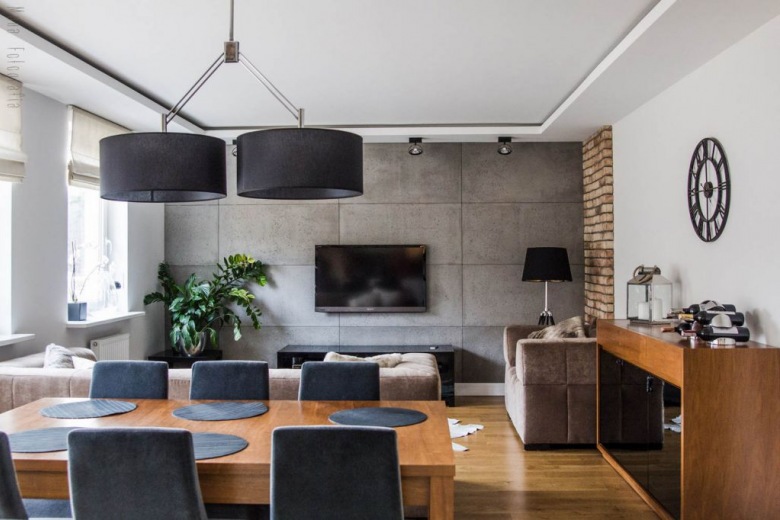Polskie before & after - aranżacja mieszkania o pow. 80 m2 w nowoczesnym stylu, z dekoracyjnymi ścianami w każdym wnętrzu :) (42476)