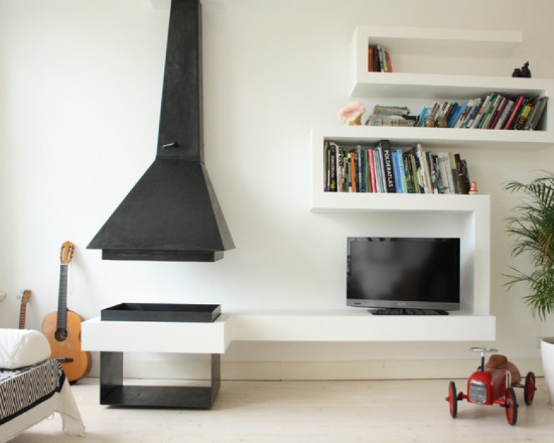 propozycja aranżacji nowoczesnego salonu z kominkiem - minimalistyczna i nowoczesna, w sam raz do małego i dużego...