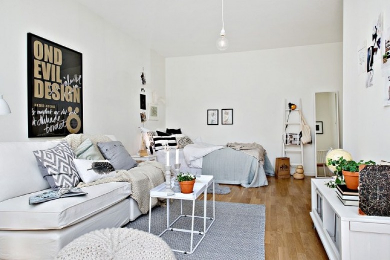 bardzo ładne i sympatyczne mieszkanie - przytulne małe mieszkanie, z jednym pokojem w pięknej aranżacji w bieli i...