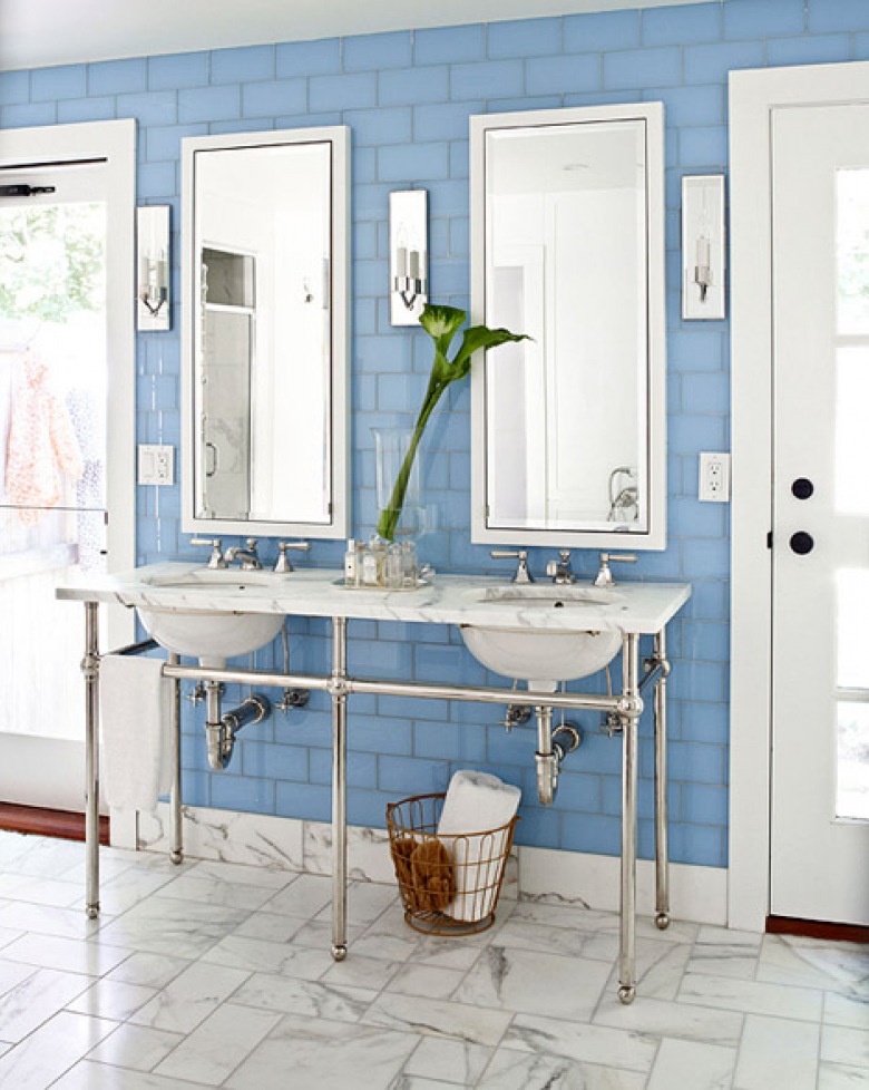 Łazienki w stylu śródziemnomorskim - niebieskie łazienki zdjęcia i inspiracje | Lovingit (9473)