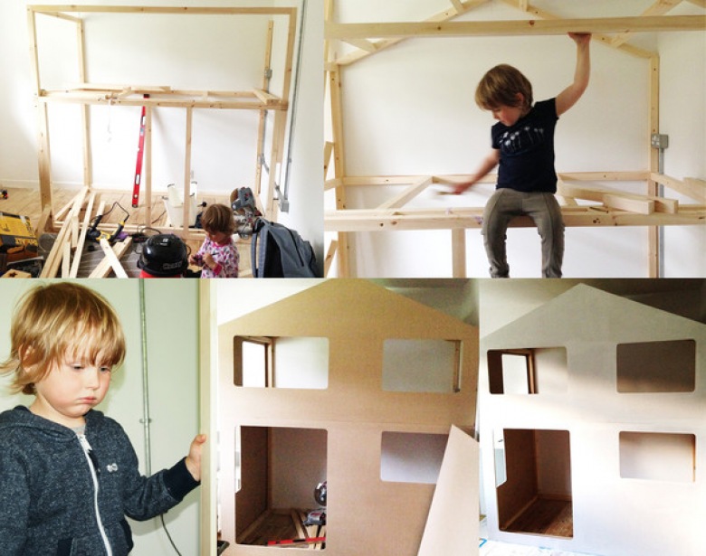 W trakcie prac remontowych dzieci pomagały w budowaniu swojego domku do spania. By stworzyć tego typu piętrowe łóżko wystarczy drewniana konstrukcja oraz kartonowy...