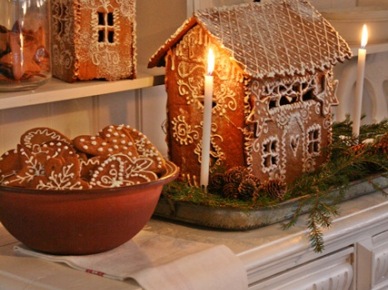Piernikowe domki i gwiazdki w świątecznej dekoracji kuchni (19769)