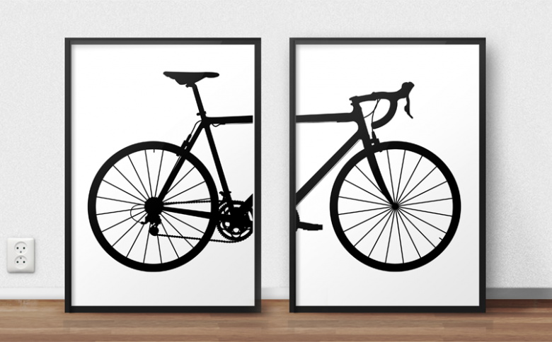 Zestaw dwóch plakatów z rowerem szosowym