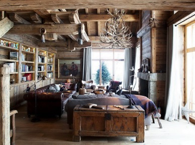 Aranżacja salonu  w alpejskiej  zimowej rezydencji (20704)