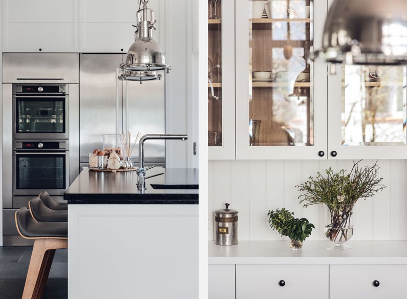W kuchni urządzonej w klasycznym stylu znajdują się nowoczesne elementy wyposażenia. Ich forma oraz srebrny kolor...