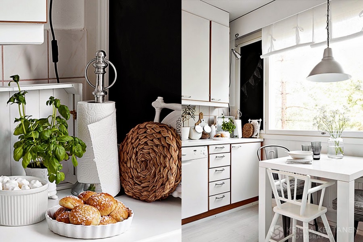 Aranżacja biało-czarnej kuchni w skandynawskim stylu (22421)