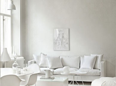 Salon w aranżacji  w białym kolorze od podłogi do sufitu (20762)