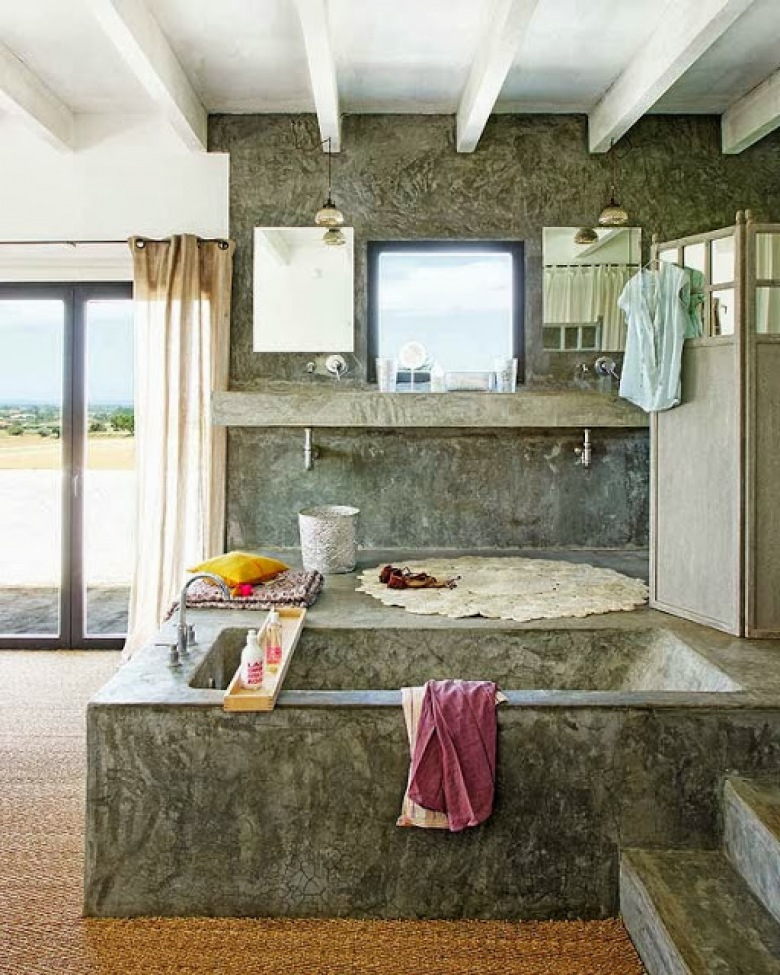 beton i kamień w łazience, to podstawowe materiały używane w rustykalnych i śródziemnomorskich aranżacjach wnętrz - to...