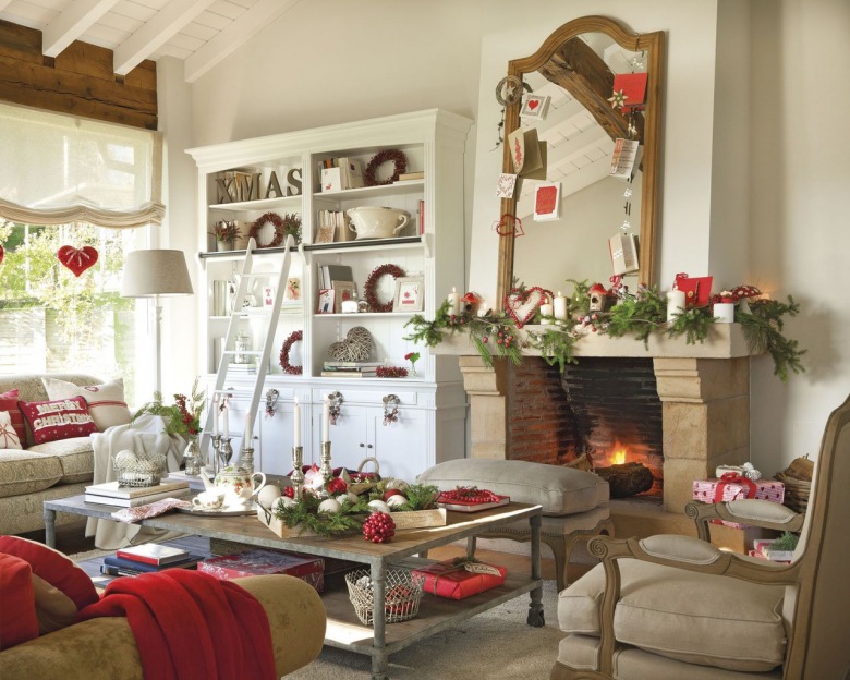 Prowansalski salon w świątecznej dekoracji (20245)