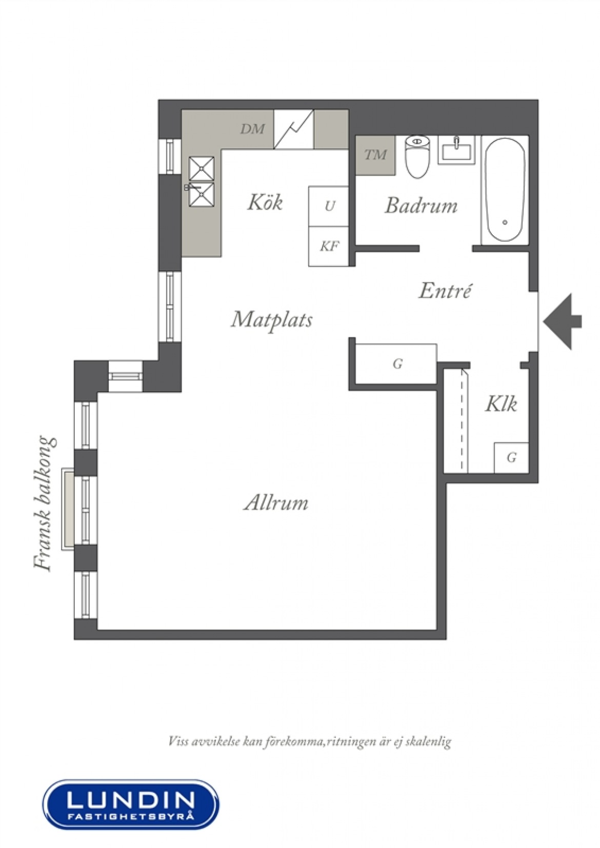 Plan małego mieszkania o powierzchni 40 m2 (22637)