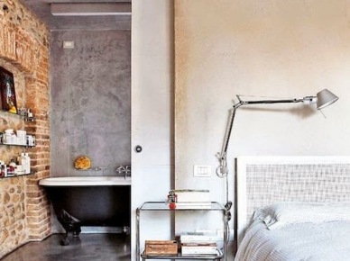 Jak urządzić sypialnię razem z łazienką z przesuwaną ścianką działową ? (28536)