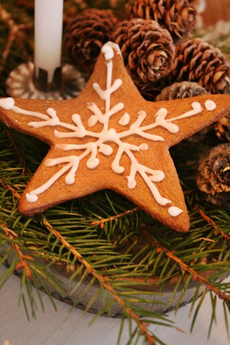 piernikowe gwiazdki, domki i szyszki z igliwiem, to świąteczna tradycja sprzed wielu , wielu lat... kojarzy się z ciepłem i rodzinnymi świętami bożonarodzeniowymi. Wiejski styl, to klasyka pośród wszystkich dekoracji...