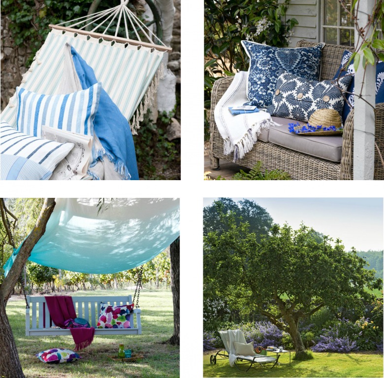 Wiejski ogródek mix,niebieskia aranacja,dekoracje niebieskie,meble w ogrodzie (40468)