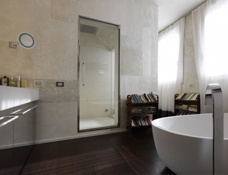 prosta i elegancka łazienka w rustykalnym stylu, ale w nowoczesnym wydaniu - to propozycja do nowoczesnych,...