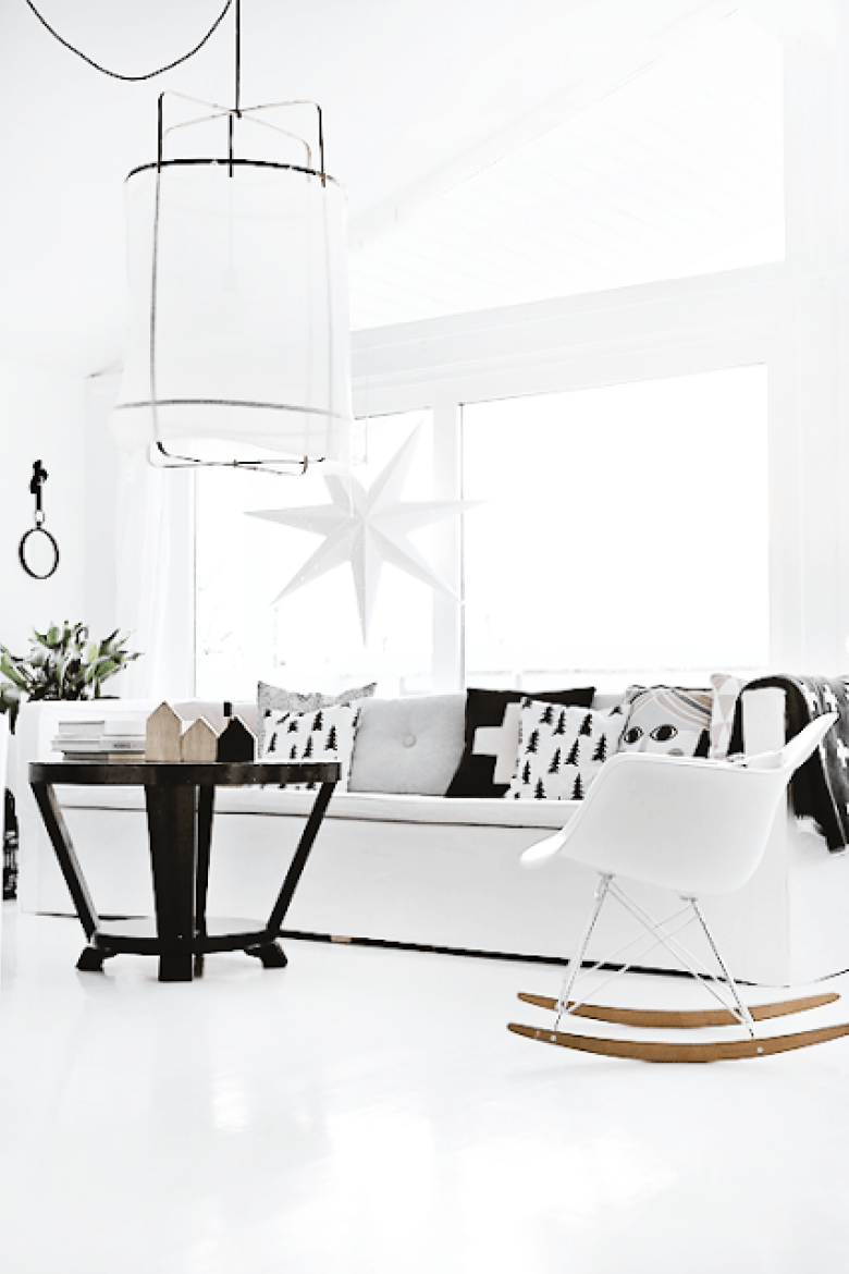 100%  skandynawskiego  stylu w aranżacji biało-czarnego salonu (25212)