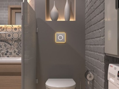 Elegancka łazienka w szarym kolorze z nowoczesnym podświetleniem (55458)