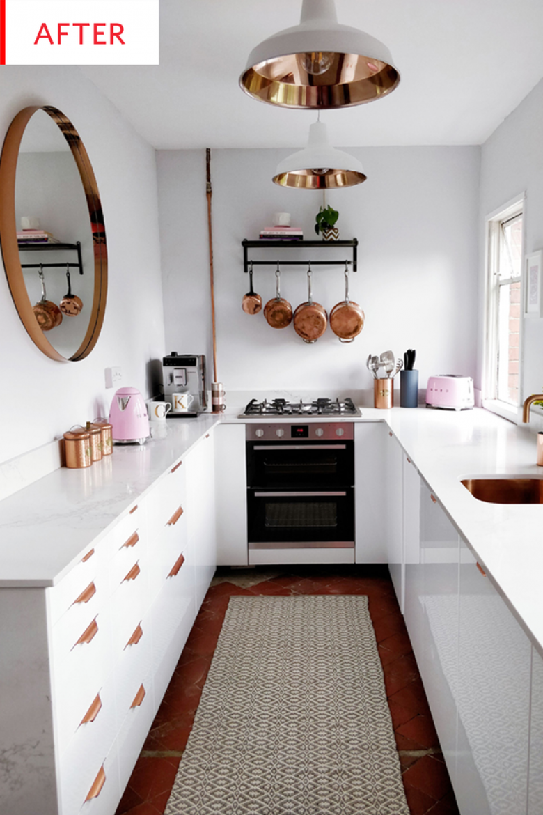Zaskakujące before & after kuchni, czyli... jak wyjść z białych cegieł i zorganizować w kuchni kąt do relaksu z różową ścianą :) (54919)
