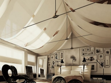 Piękny  i luksusowy loft - projekt 3D. (10423)