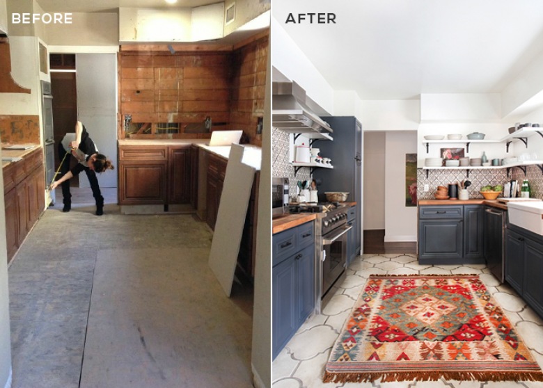Aranżacja kuchni before & after, czyli wzory na ścianie i na dywanie - na pierwszym planie ;) (39380)