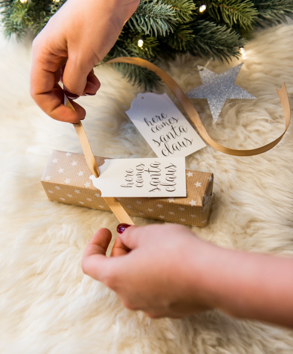 Mała karteczka z życzeniami świątecznymi jest ładną ozdobą prezentu. Można ją przywiązać satynową tasiemką, która...